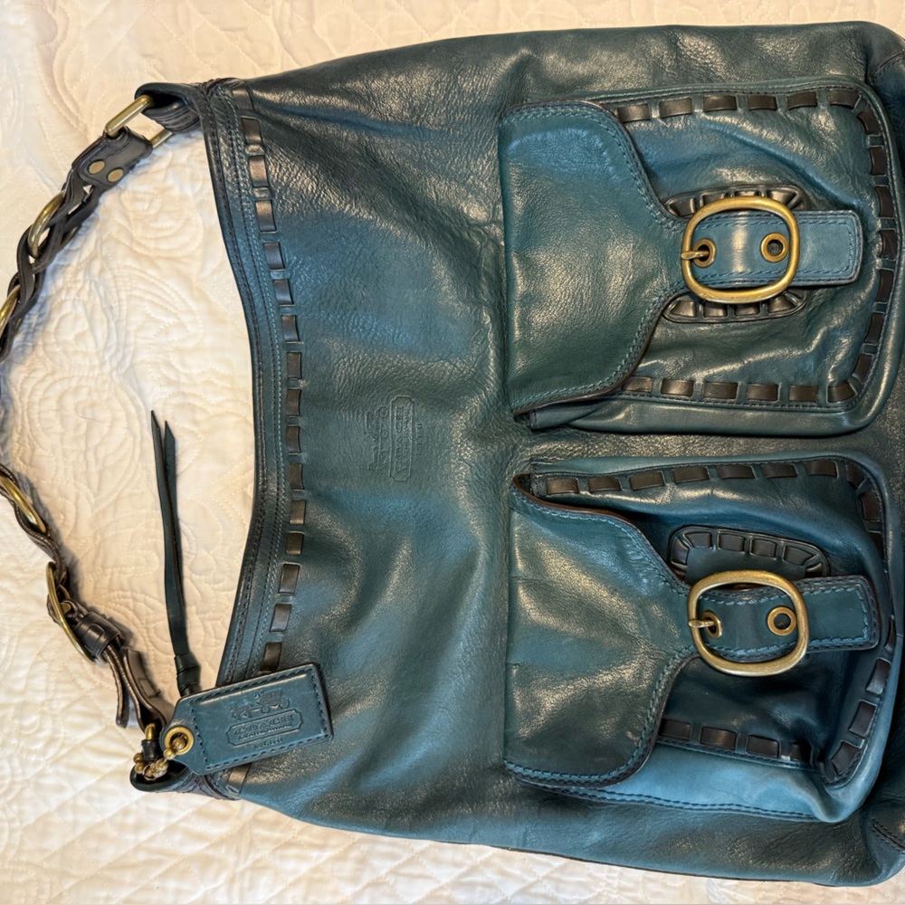 This Coach Bleeker Bag. Limited Edition (16" x 17" x 2") Italian Leather Green